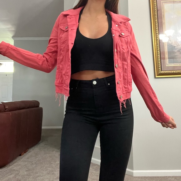 EUC Peach Pink LOFT Denim Jacket - Picture 2 of 5